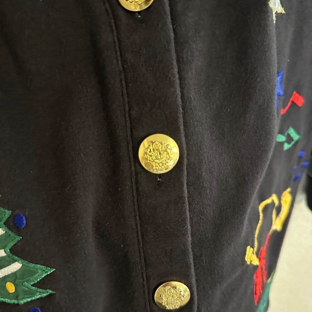 Y Westbound Black Vintage Embroidered Cotton Grandma Angel Christmas Sweater - Picture 7 of 9